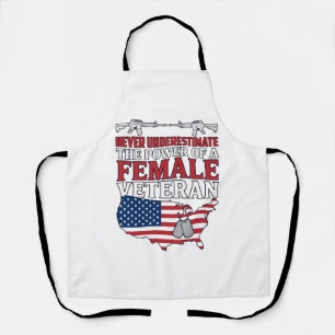 Female Veteran Power Patriotic Vintage Shirt Desig Apron