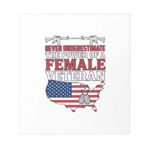 Female Veteran Power Patriotic Vintage Shirt Desig Notepad