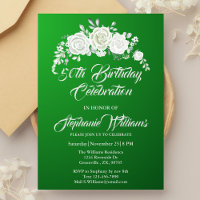 Female Vintage White Rose Border 50th Birthday