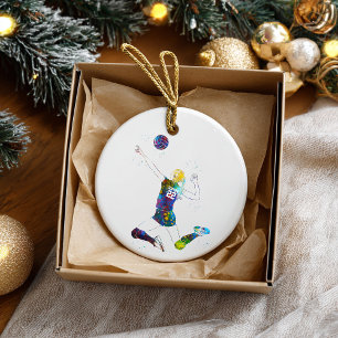 Female Volleyball Player Ceramic Ornament