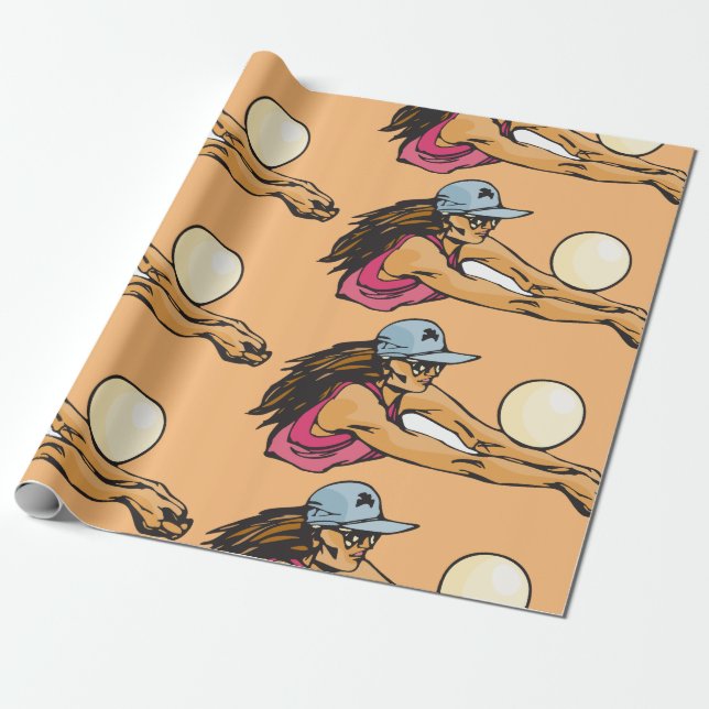 Female Volleyball Player Wrapping Paper (Unrolled)
