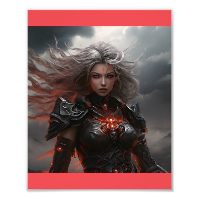 female warrior thunder and lightning photo print (Front)
