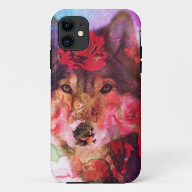 Female Wolf and Roses  Case-Mate iPhone Case (Back)