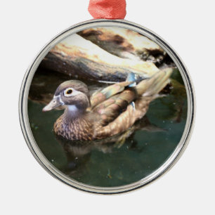 Female Wood Duck Metal Ornament