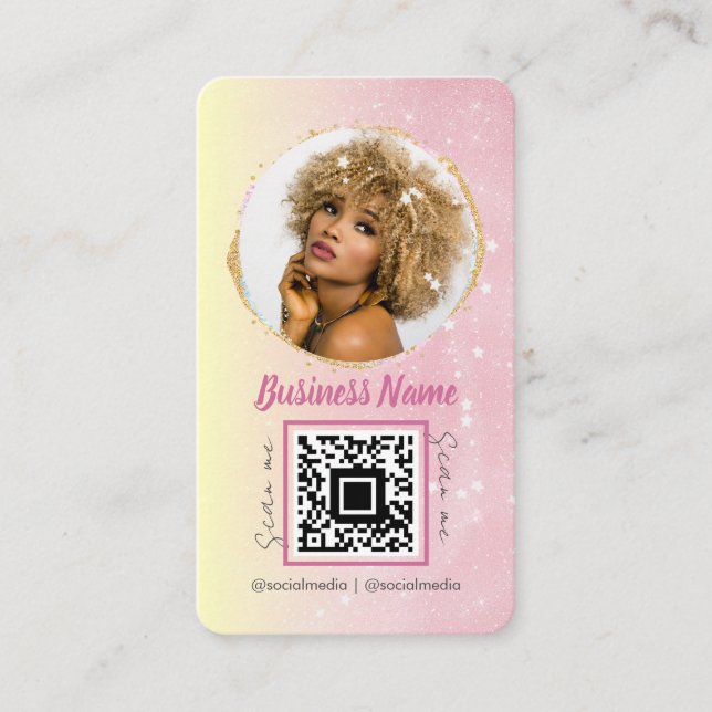 Feminin Social Media Rose Gold Pink Glitter Business Card (Front)