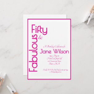 Feminine 50 and Fabulous Pink Birthday Invitation