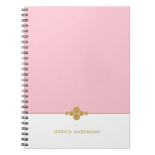 Feminine And Chic Pink White Gold Personalised Notebook