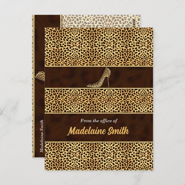 Feminine and Classy Cheetah Print and Stiletto Postcard (Front/Back)