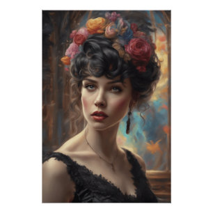Feminine Apparel Portrait Timeless AI Art Sketch Poster