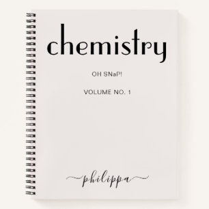 Feminine Beige Black Personalised Chemist Notebook