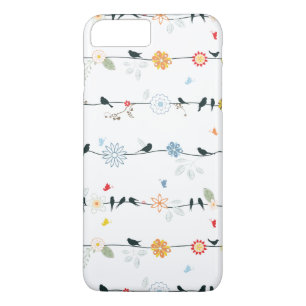 Feminine Birds on a Wire and Flowers iPhone 8 Plus/7 Plus Case