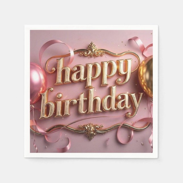 Feminine birthday luxurious elegant extravagant napkin (Front)