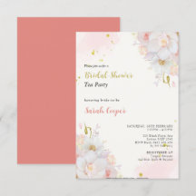 Feminine Blush Gold Floral Bridal Shower Tea Party