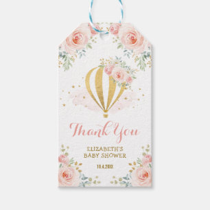 Feminine Blush Gold Hot Air Balloon Party Favors Gift Tags