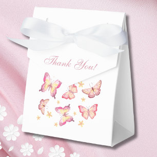 Feminine Blush Pink Butterfly Baby Girl Shower Favour Box