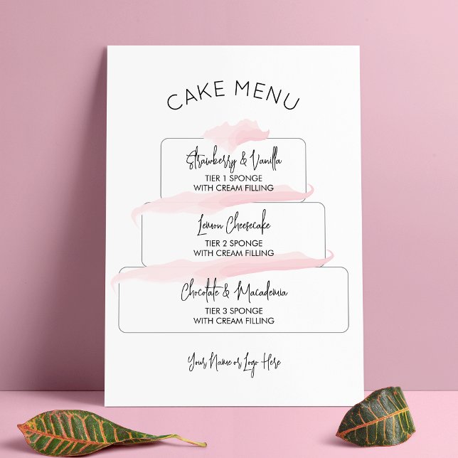 Feminine Blush Pink Elegant Tiered Cake Flavours Poster (Creator Uploaded)