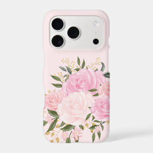 Feminine Blush Pink Gold Botanical Floral Monogram