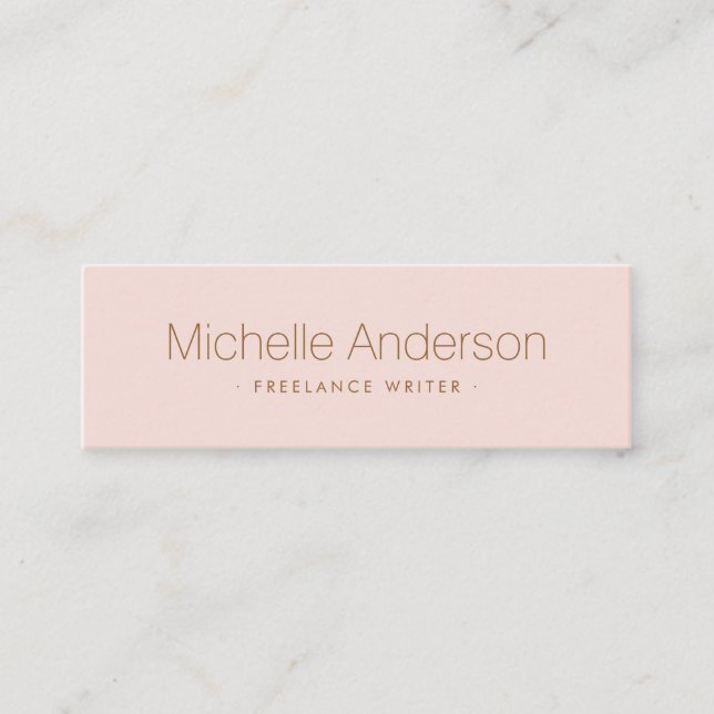 Feminine blush pink minimal modern elegant mini business card (Front)