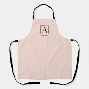 Feminine Blush Pink Monogram Initial Script Chic Apron