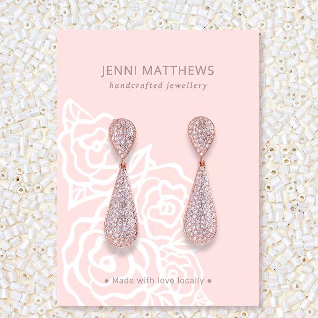 Feminine Blush Pink Rose Floral Jewellery Display Business Card (Feminine Blush Pink Rose Floral Jewelry Display Business Card)