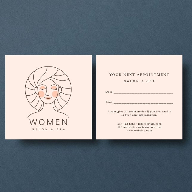 Feminine Blush Pink Salon & Spa Appointment Card  (Creator Uploaded)