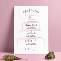 Feminine Blush Pink Script Cake Flavour Menu