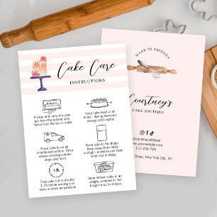 Feminine Blush Pink Watercolor Art Cake Care Card
