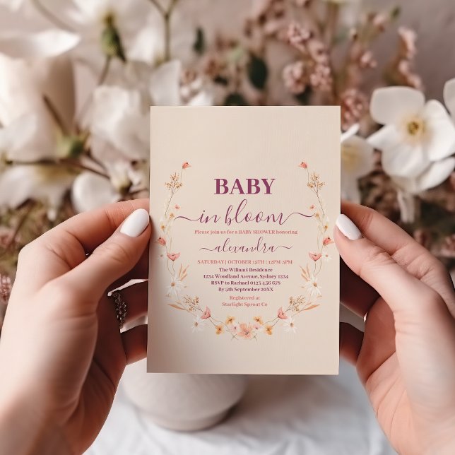 Feminine Boho Baby in Bloom  Floral Shower Invitation (Creator Uploaded)