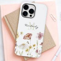 Feminine Boho Botanical Wildflowers with Monogram