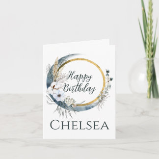 Feminine Boho Moon Birthday Card For Her