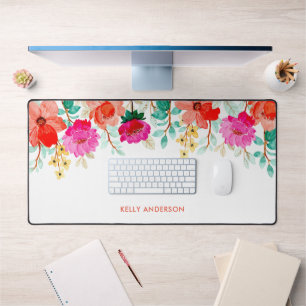 Feminine Botanical Trendy Floral Pattern Decal Desk Mat