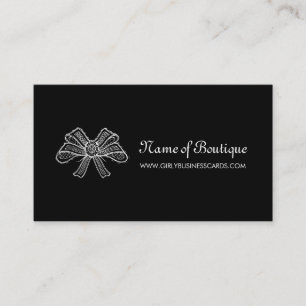 Feminine Boutique Black and White Lace Ribbon Business Card