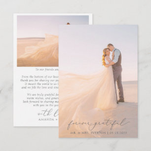Feminine Calligraphy Full Bleed Photo Wedding Thank You Card