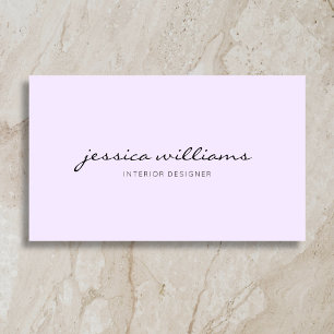 Feminine Calligraphy Neutral Purple Minimalist Business Card