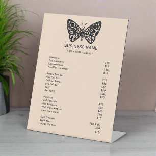 Feminine Chic Black Butterfly & Blush Pink Service Pedestal Sign