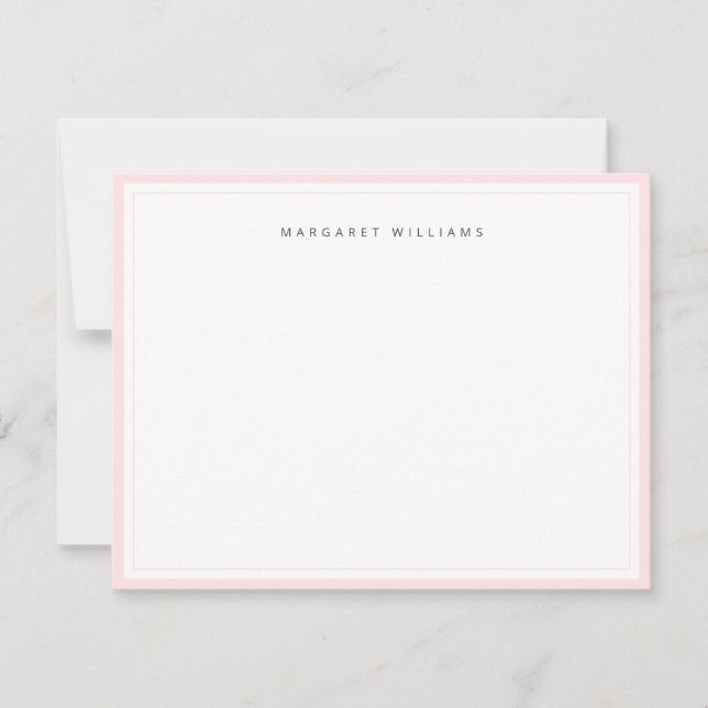 Feminine Chic Blush Pink Border Minimalist Card (Front)