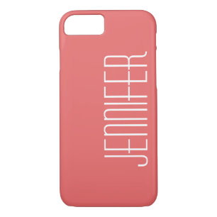 Feminine Chic Coral Pink,  Minimalist Jumbo Name iPhone 8/7 Case