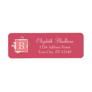 Feminine Chic Floral Monogrammed Return Address Label