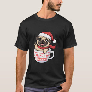 Feminine Christmas Pug in Cup T-Shirt