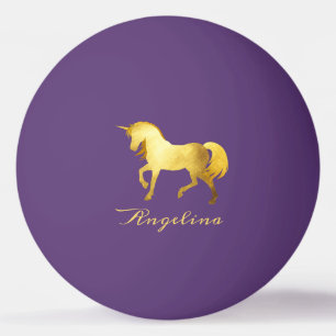Feminine & Classy Elegant Gold Foil Unicorn Custom Ping Pong Ball