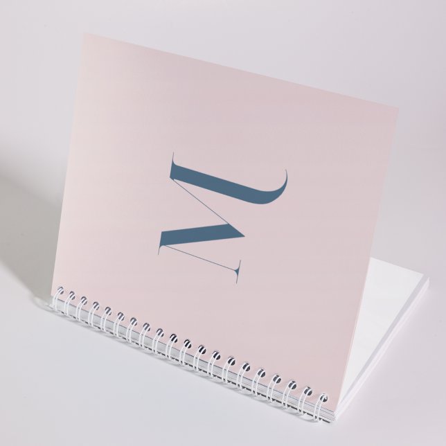 Feminine Clean Blush Pink Typography Monogram  Notebook (Creator Uploaded)