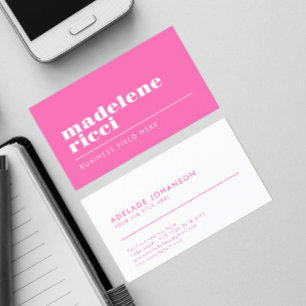 Feminine Colour Minimalist Company Name on Pink Business Card