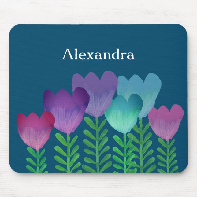 Feminine Colourful Floral Custom  Mouse Pad (Front)