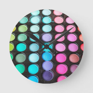 Feminine Colourful Makeup Artist Round Clock