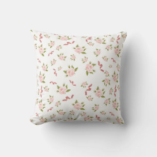 Feminine Coquette Aesthetic Floral Pink Ribbon Cushion