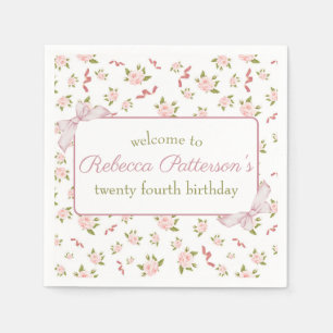 Feminine Coquette Vintage Floral Birthday Party Napkin