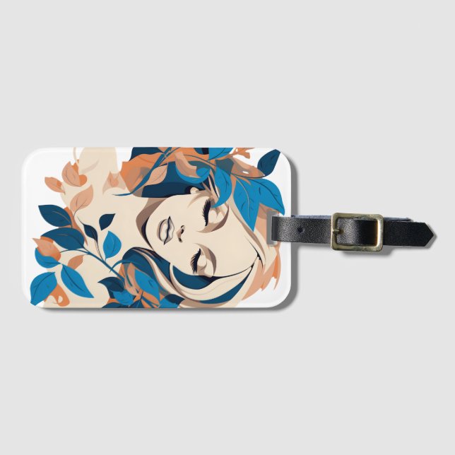 Feminine Curves Face with Leaves Luggage Tag (Front Horizontal)