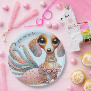 Feminine Dachshund Party Paper Plates