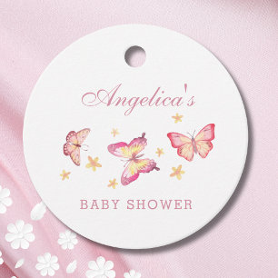 Feminine Dusty Pink Butterfly Baby Girl Shower Favour Tags