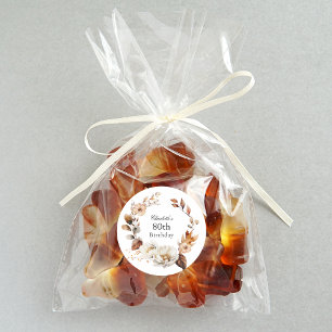 Feminine Fall Floral 80th Birthday Party Classic Round Sticker